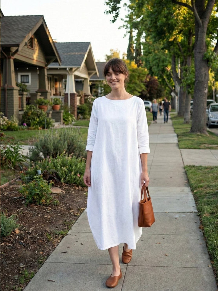 Women's Oversized Boho Maxi Dress with 3/4 Sleeves
