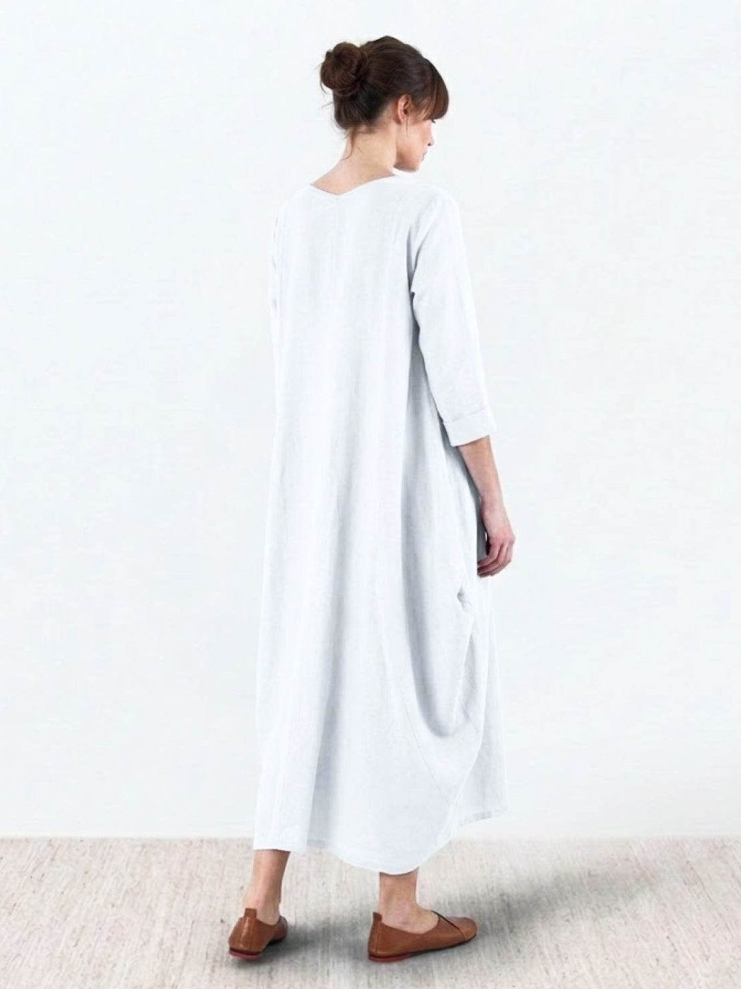 Women's Oversized Boho Maxi Dress with 3/4 Sleeves