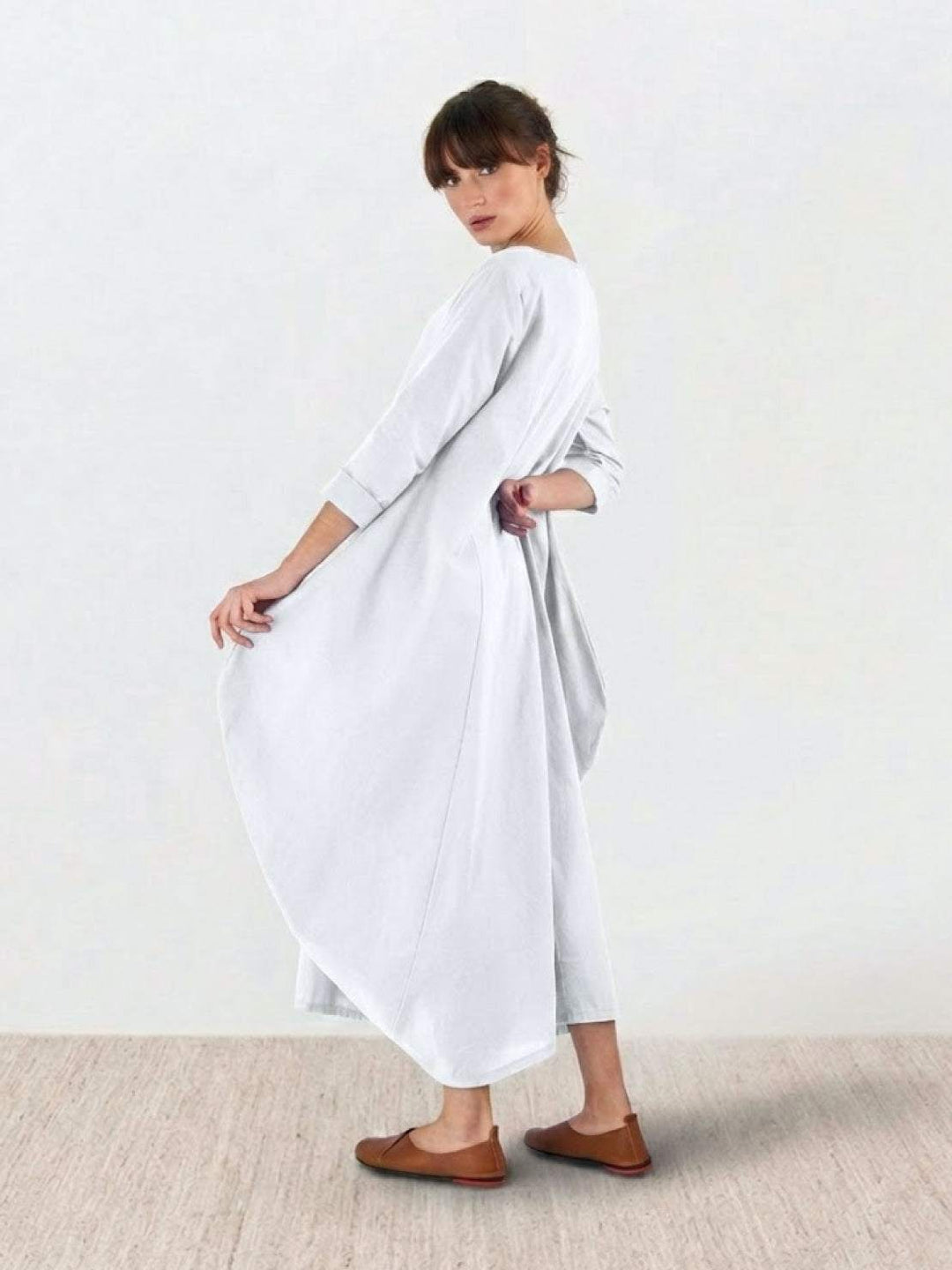 Women's Oversized Boho Maxi Dress with 3/4 Sleeves