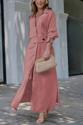 Women's Collared Belted Maxi Dress – Zalumo