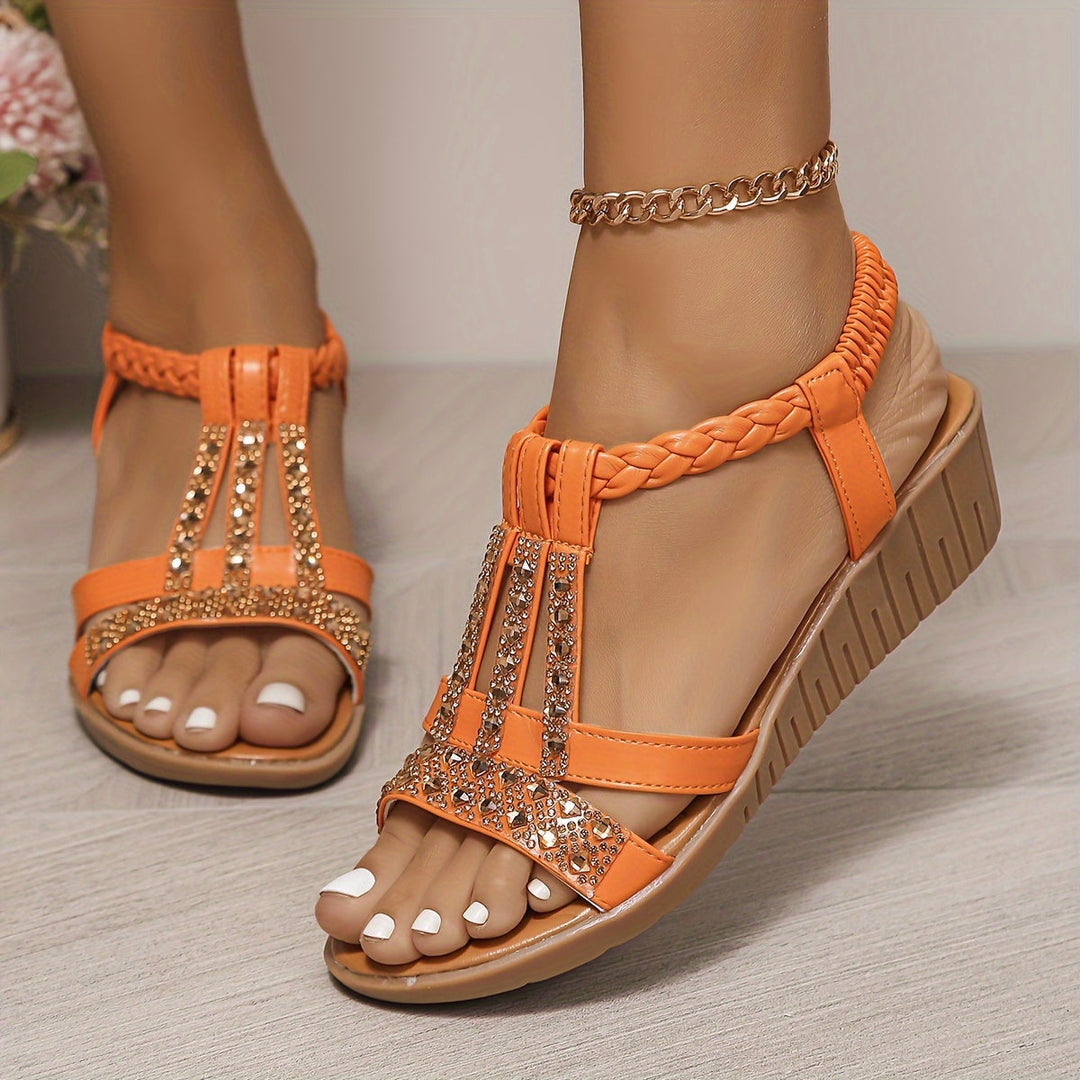 Women's Rhinestone Woven Sandals – Zalumo