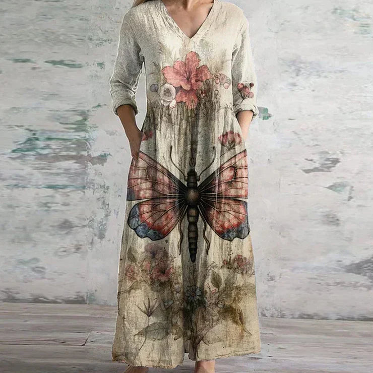 Elegant Retro Maxi Dress – Zalumo