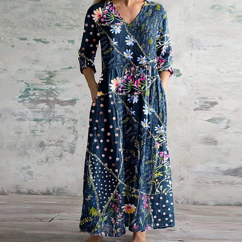 Elegant Retro Maxi Dress – Zalumo