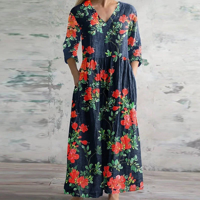 Elegant Retro Maxi Dress – Zalumo