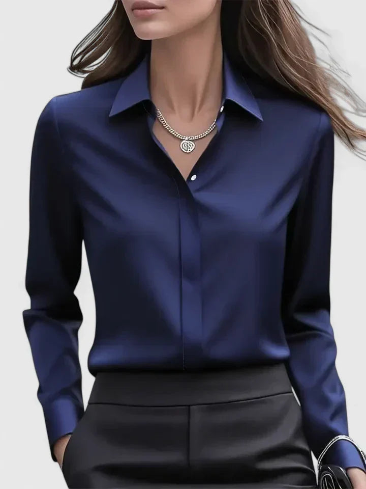 Women's Elegant Button Down Shirt with Concealed Placket – Zalumo