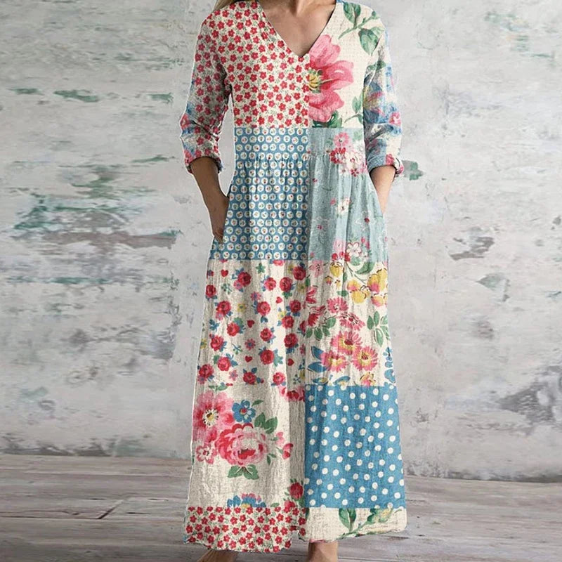 Elegant Retro Maxi Dress – Zalumo