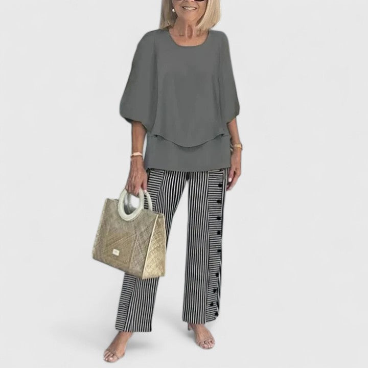 Women's Casual Floral Print Top and Wide-Leg Pants Set – Zalumo