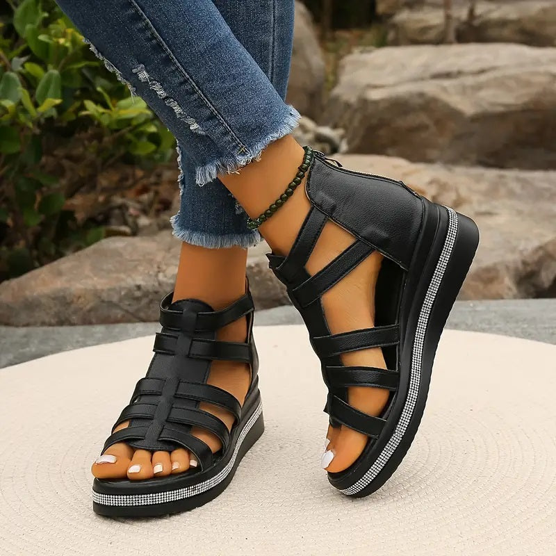 Comfort Sandals with Rhinestone Decoration – Zalumo