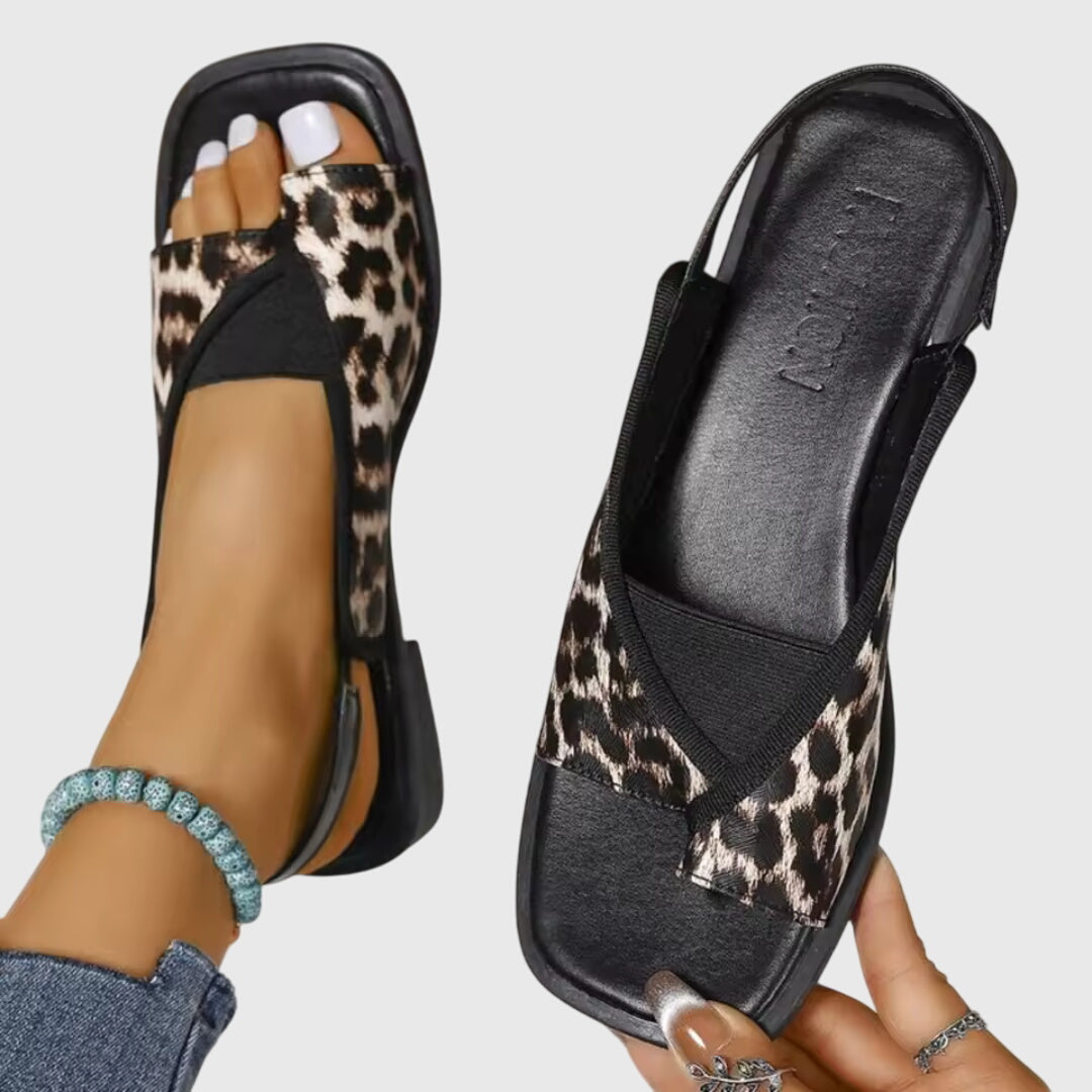 Women's Square Toe Colorblock Slip-On Flat Sandals – Zalumo