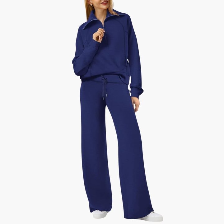 Women's Half Zip Wide Leg Lounge Set – Zalumo