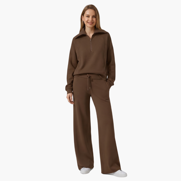 Women's Half Zip Wide Leg Lounge Set – Zalumo