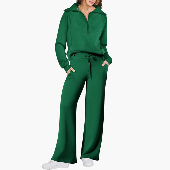 Women's Half Zip Wide Leg Lounge Set – Zalumo
