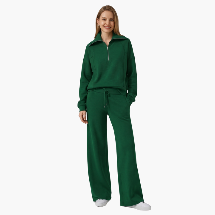 Women's Half Zip Wide Leg Lounge Set – Zalumo