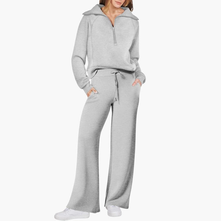 Women's Half Zip Wide Leg Lounge Set – Zalumo