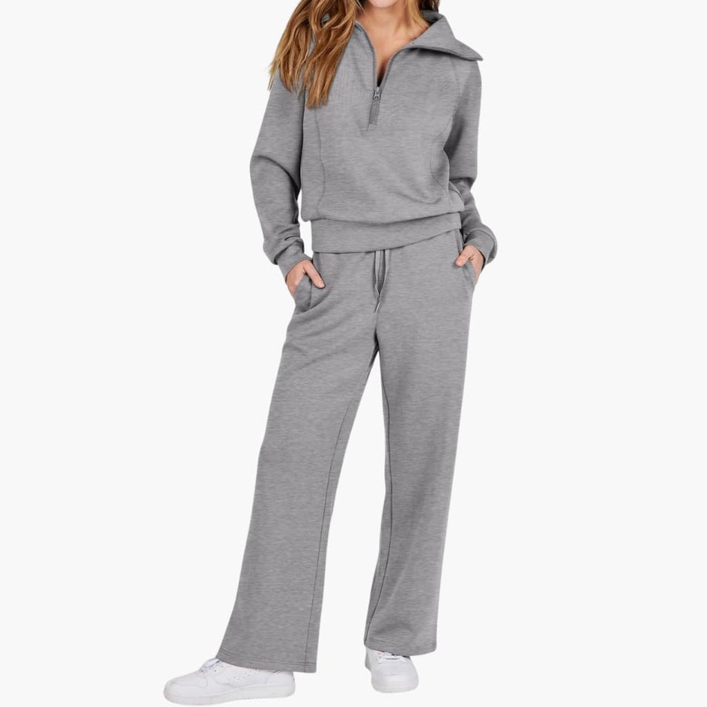 Women's Half Zip Wide Leg Lounge Set – Zalumo