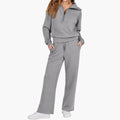 Women's Half Zip Wide Leg Lounge Set – Zalumo