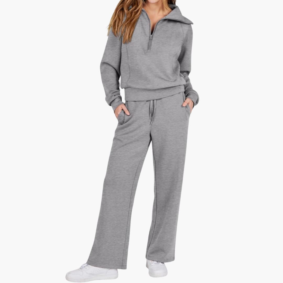 Women's Half Zip Wide Leg Lounge Set – Zalumo