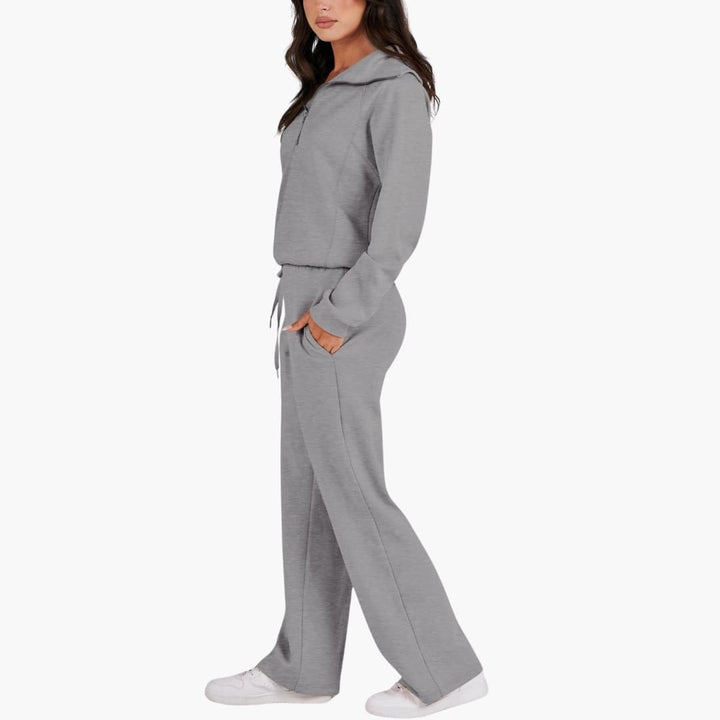 Women's Half Zip Wide Leg Lounge Set – Zalumo