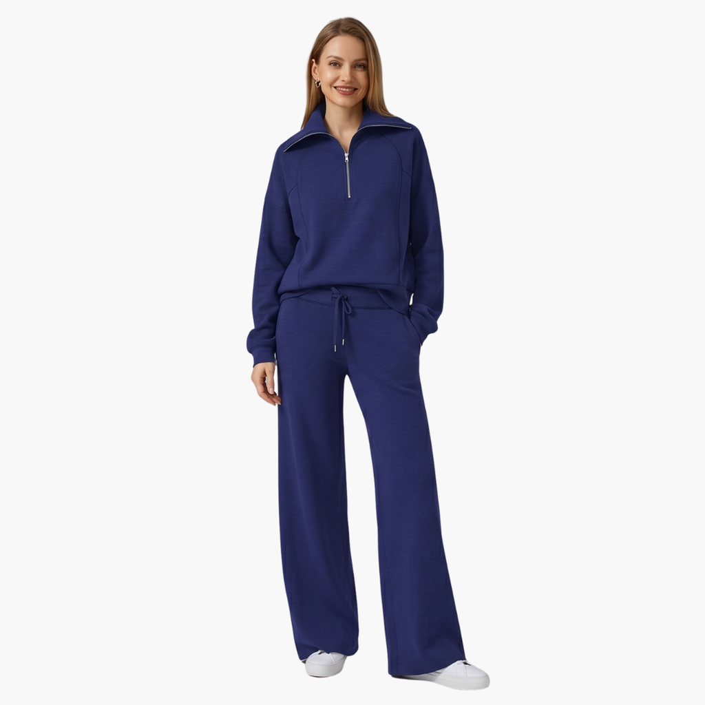 Women's Half Zip Wide Leg Lounge Set – Zalumo