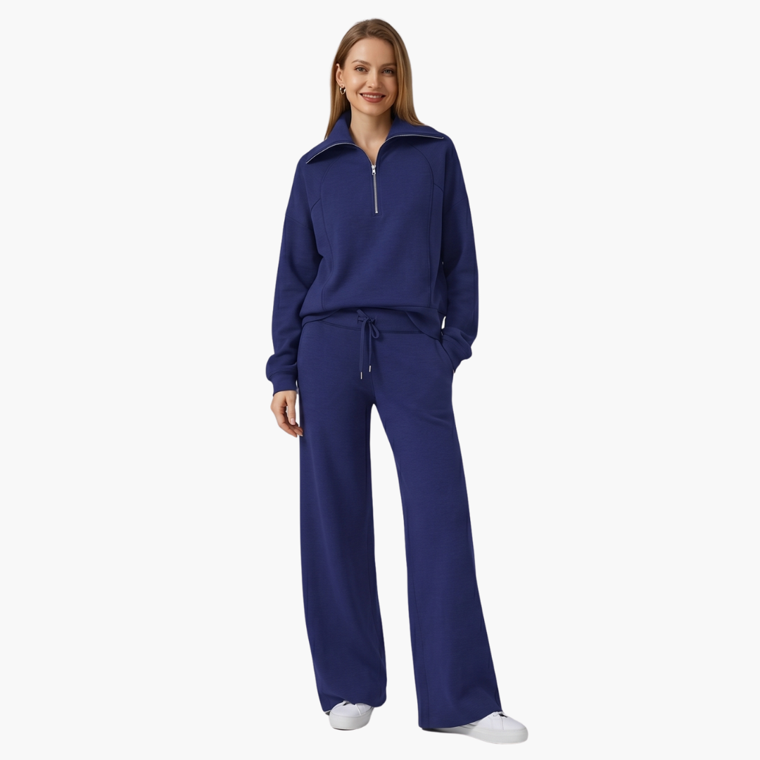 Women's Half Zip Wide Leg Lounge Set – Zalumo