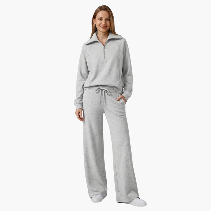 Women's Half Zip Wide Leg Lounge Set – Zalumo