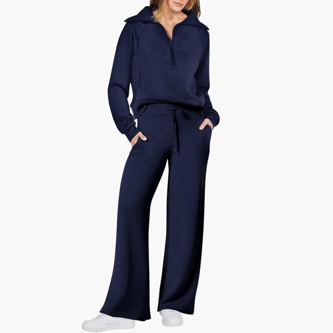 Women's Half Zip Wide Leg Lounge Set – Zalumo