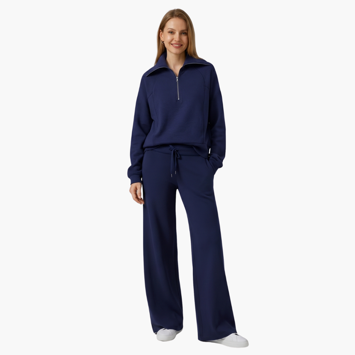 Women's Half Zip Wide Leg Lounge Set – Zalumo
