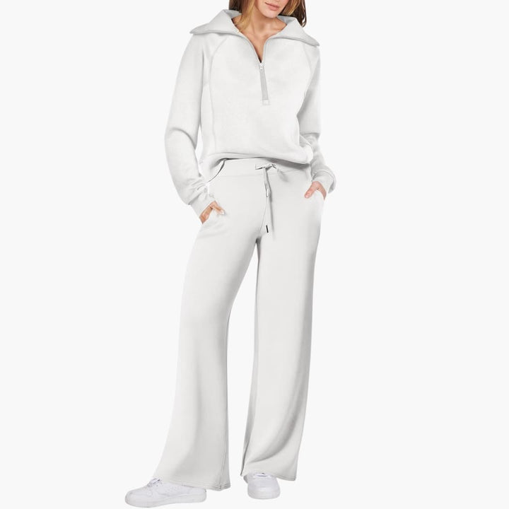 Women's Half Zip Wide Leg Lounge Set
