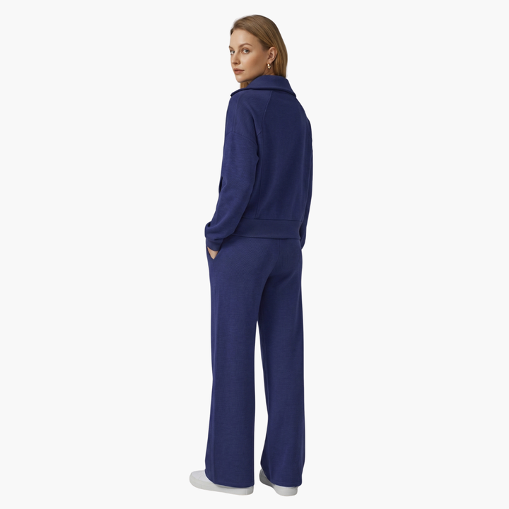 Women's Half Zip Wide Leg Lounge Set – Zalumo