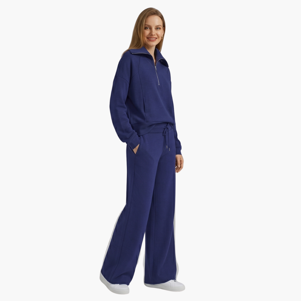 Women's Half Zip Wide Leg Lounge Set – Zalumo