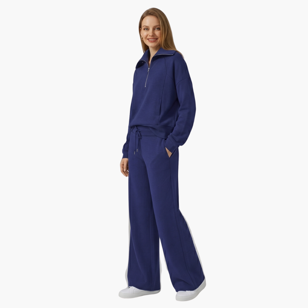 Women's Half Zip Wide Leg Lounge Set – Zalumo