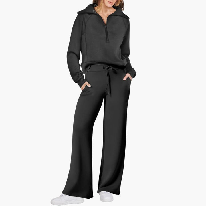 Women's Half Zip Wide Leg Lounge Set – Zalumo