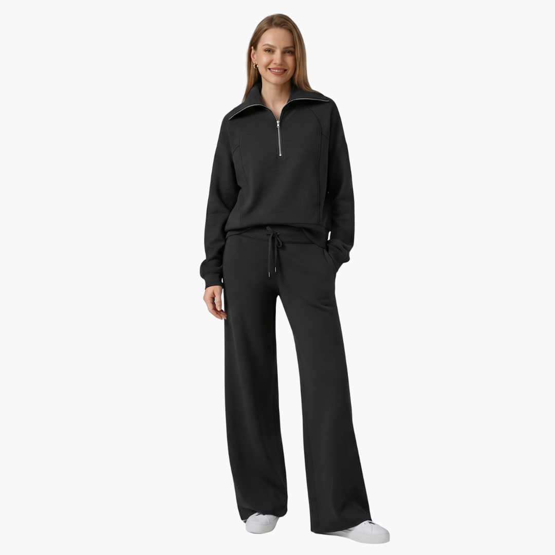 Women's Half Zip Wide Leg Lounge Set – Zalumo