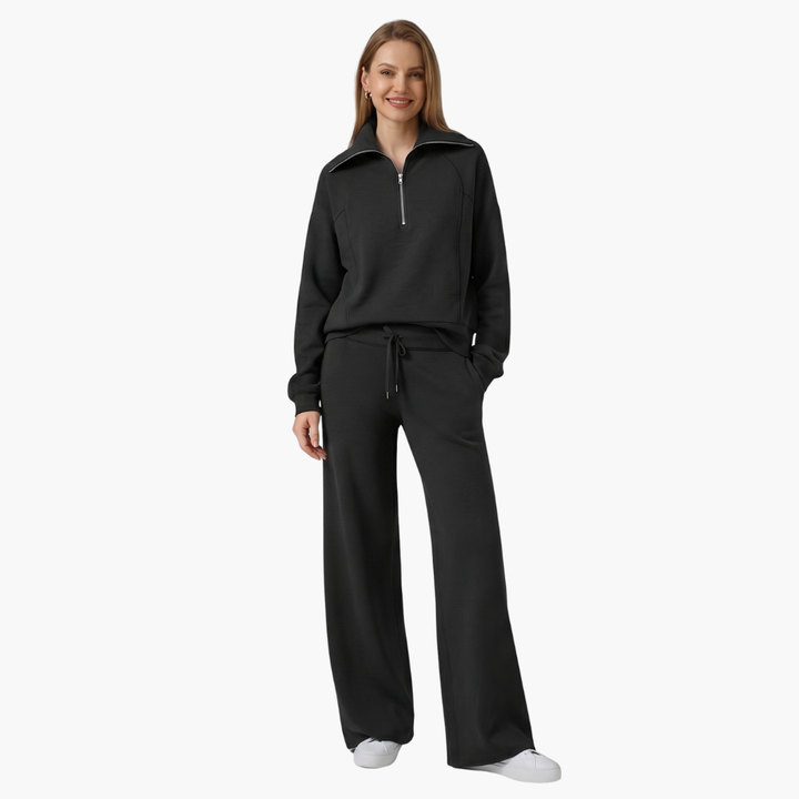 Women's Half Zip Wide Leg Lounge Set – Zalumo