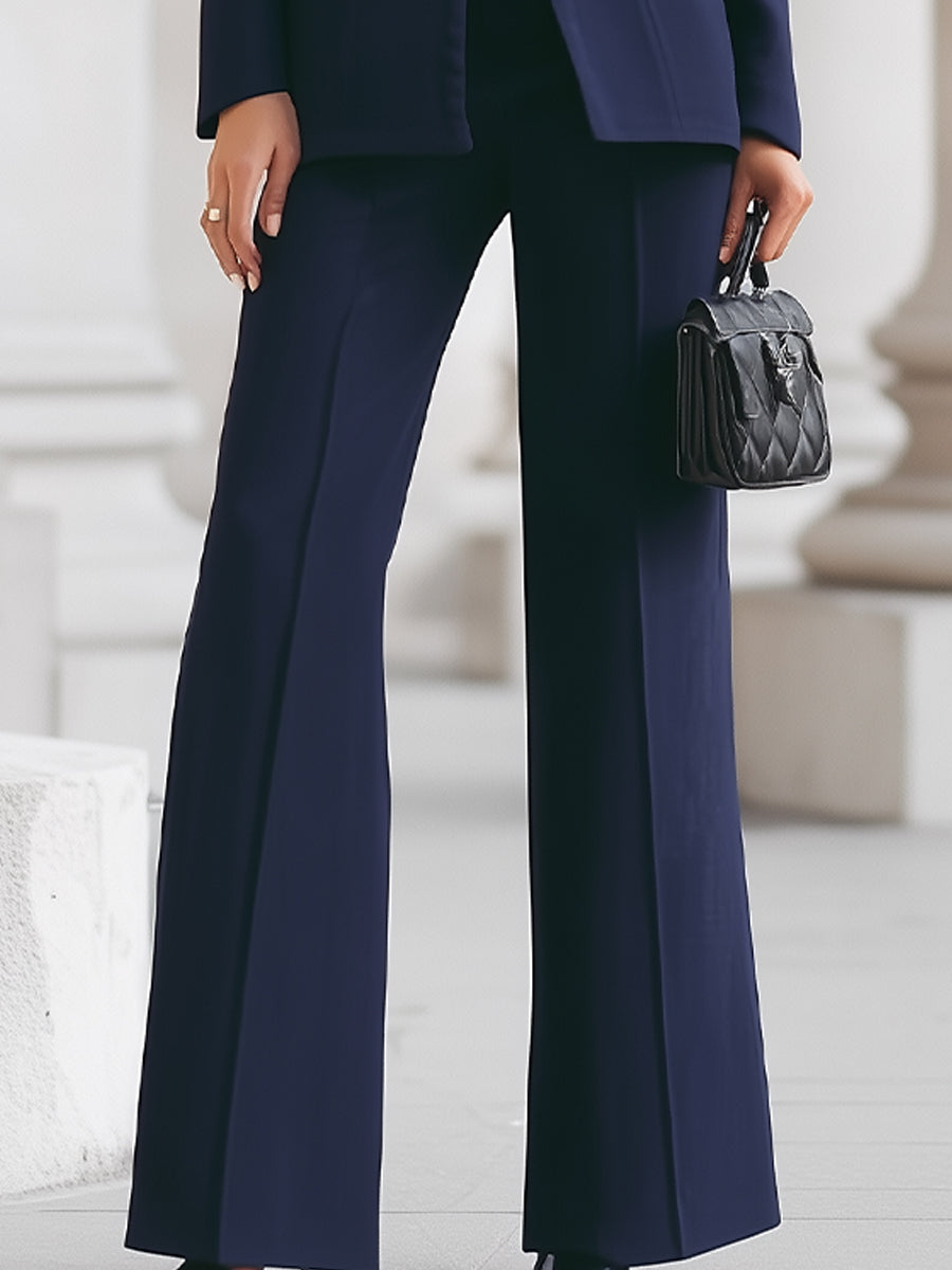 Women's Stand Collar Blazer & Wide Leg Pants Suit Set – Zalumo