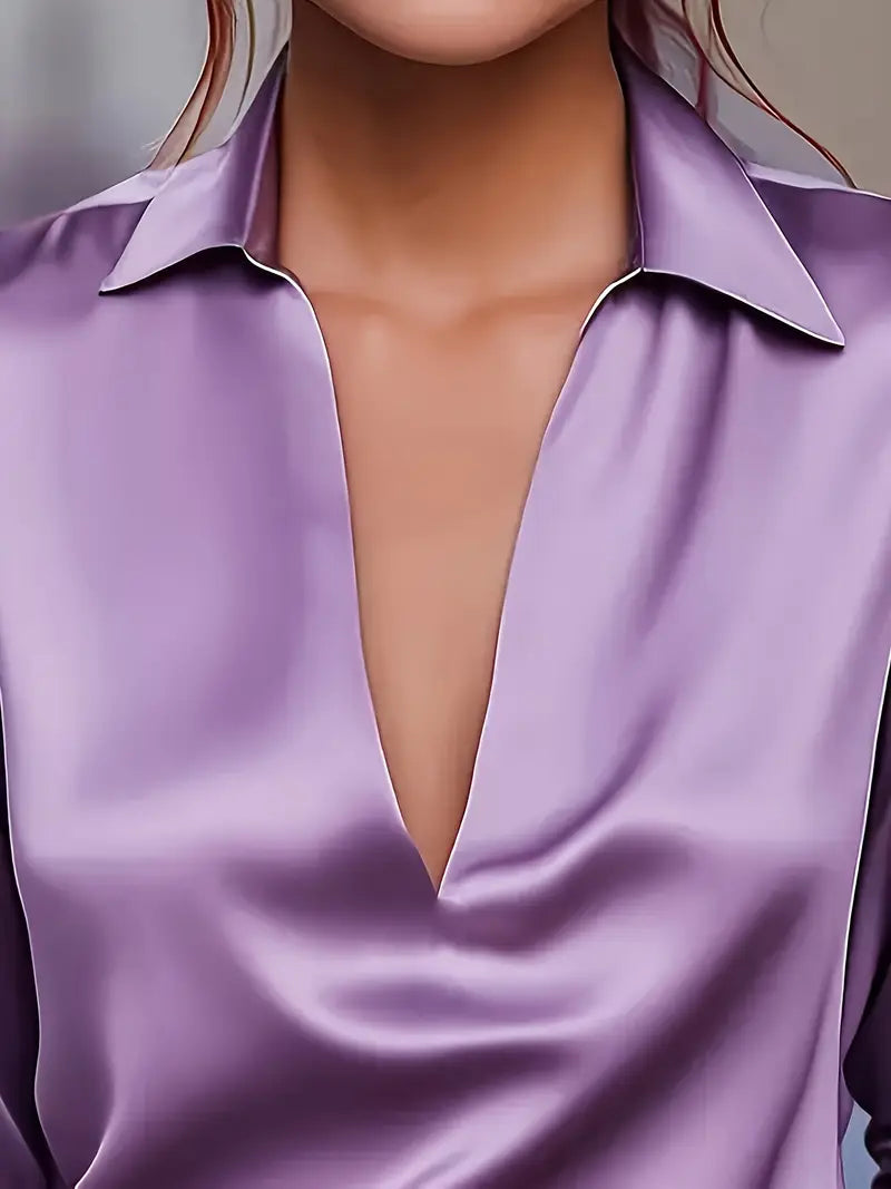 Premium V-Neck Satin Blouse