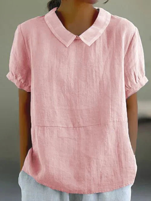 Women's Peter Pan Collar Short Sleeve Casual Top – Zalumo