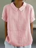 Women's Peter Pan Collar Short Sleeve Casual Top – Zalumo