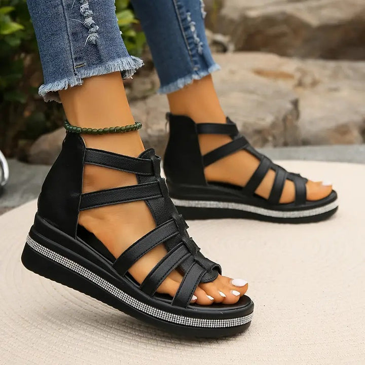 Comfort Sandals with Rhinestone Decoration – Zalumo