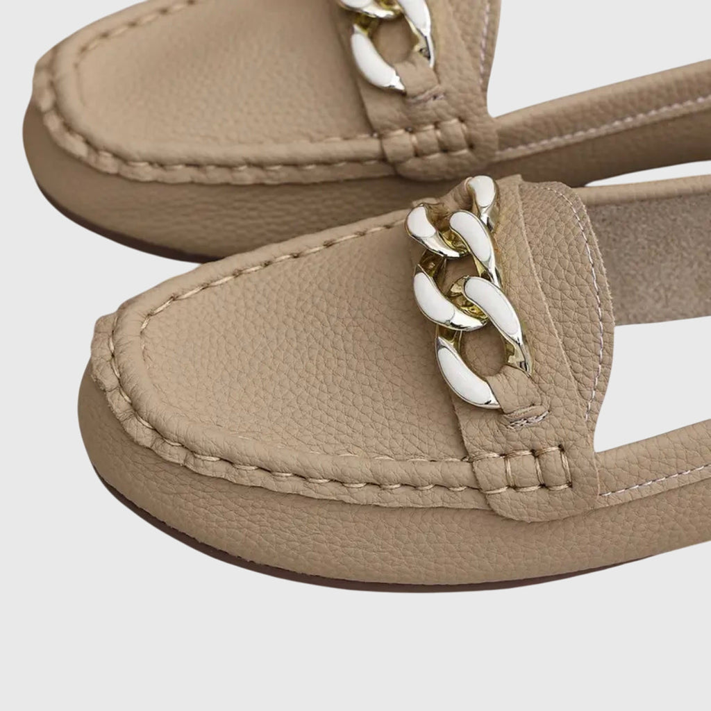 Women's Casual Slip-On Flat Loafers with Gold Chain Detail – Zalumo