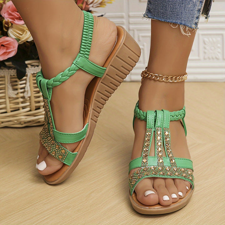Women's Rhinestone Woven Sandals – Zalumo