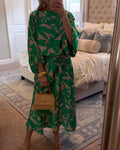 Two-Piece Printed Set with Lantern Sleeves – Zalumo