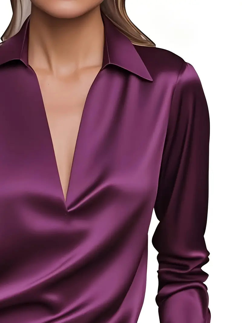 Premium V-Neck Satin Blouse