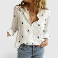 Women's Linen Button Down Shirt with Lapel Collar – Zalumo