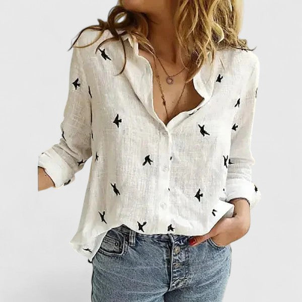 Women's Linen Button Down Shirt with Lapel Collar – Zalumo