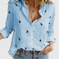 Women's Linen Button Down Shirt with Lapel Collar – Zalumo