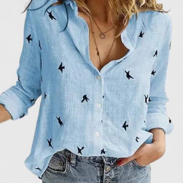 Women's Linen Button Down Shirt with Lapel Collar – Zalumo