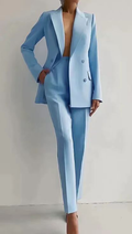 Women's Double Breasted Blazer & Slim Pants Suit Set – Zalumo