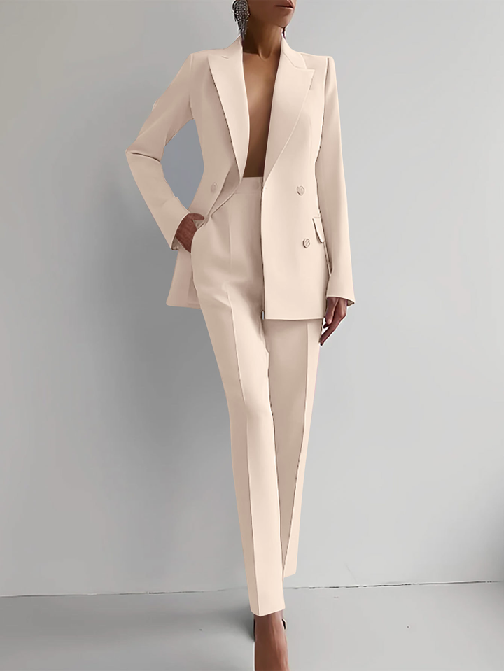 Women's Double Breasted Blazer & Slim Pants Suit Set – Zalumo