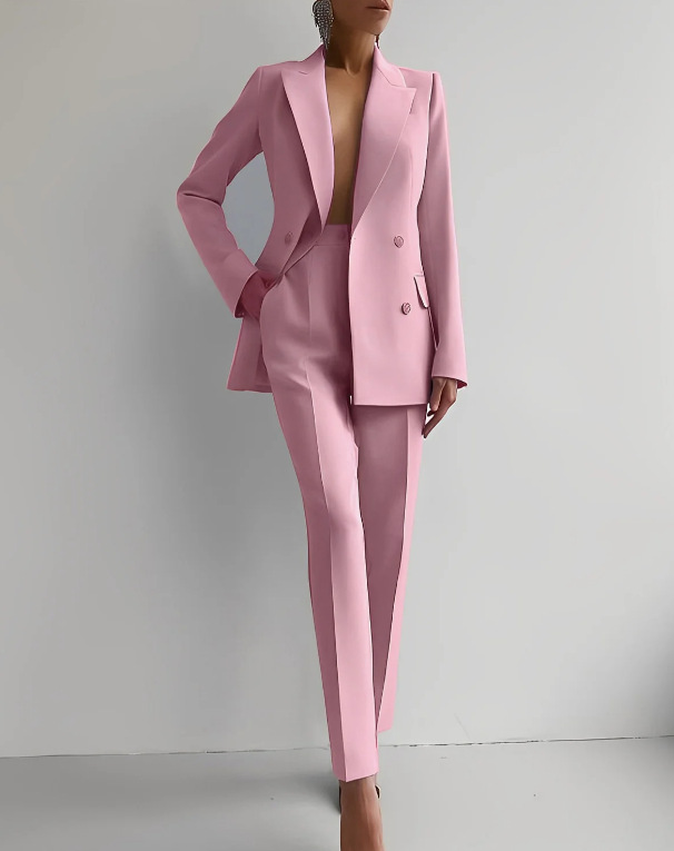 Women's Double Breasted Blazer & Slim Pants Suit Set – Zalumo
